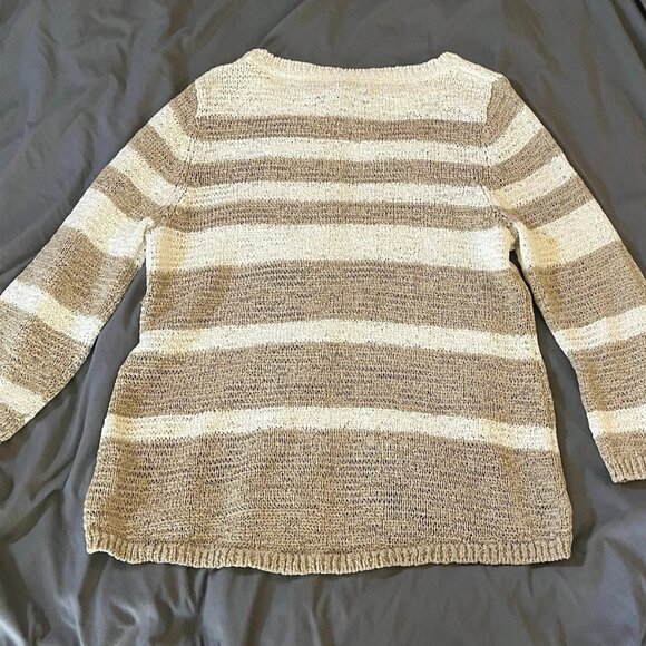 Style & Co Women’s Large Nautical Brown And White Sweater Pullover - Picture 3 of 7